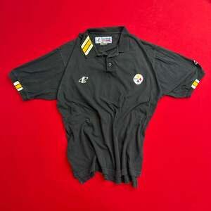 VTG 90’s Logo Athletic Pittsburgh Steelers Black Proline Polo SHIRT SIZE MEDIUM